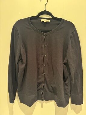 LOFT Women’s Black Button-Up Sweater Cardigan Size 14